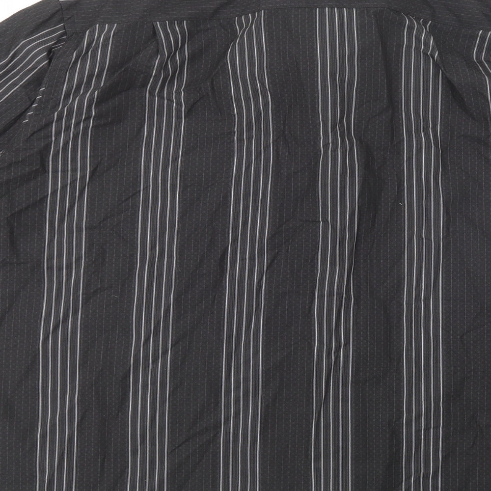 F&F Mens Black Striped Cotton  Dress Shirt Size 2XL Collared Button