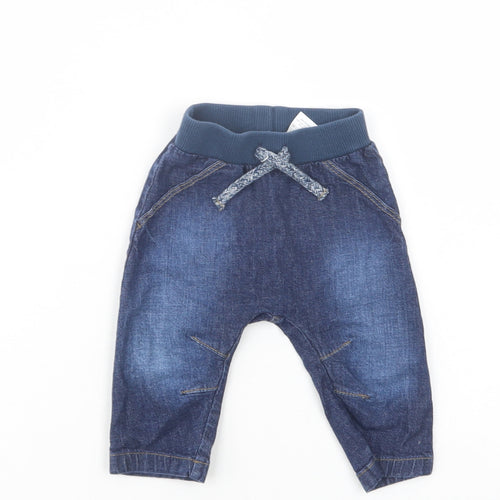 George Baby Blue  Cotton Jogger Jeans Size 0-3 Months  Drawstring