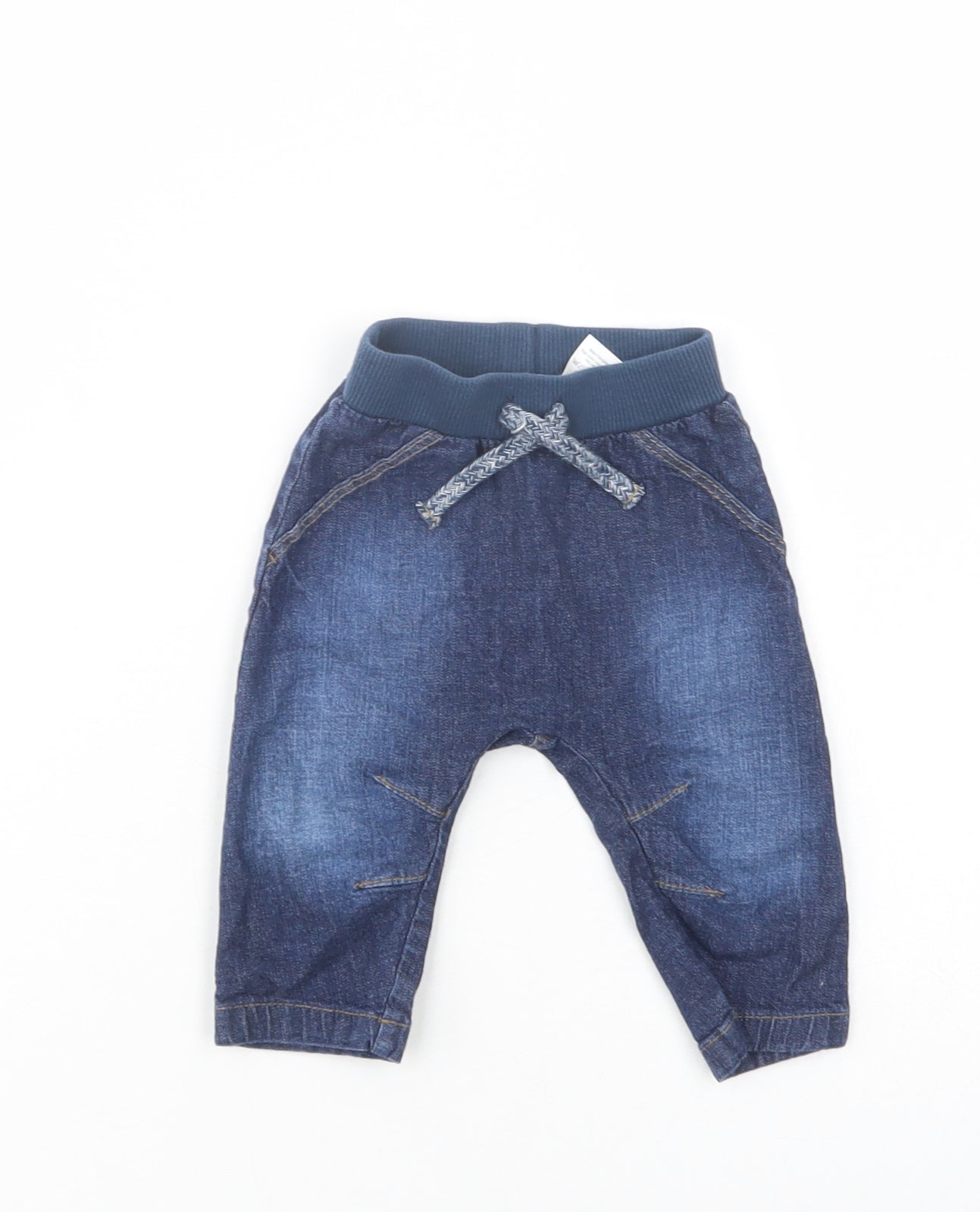 George Baby Blue  Cotton Jogger Jeans Size 0-3 Months  Drawstring