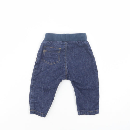 George Baby Blue  Cotton Jogger Jeans Size 0-3 Months  Drawstring