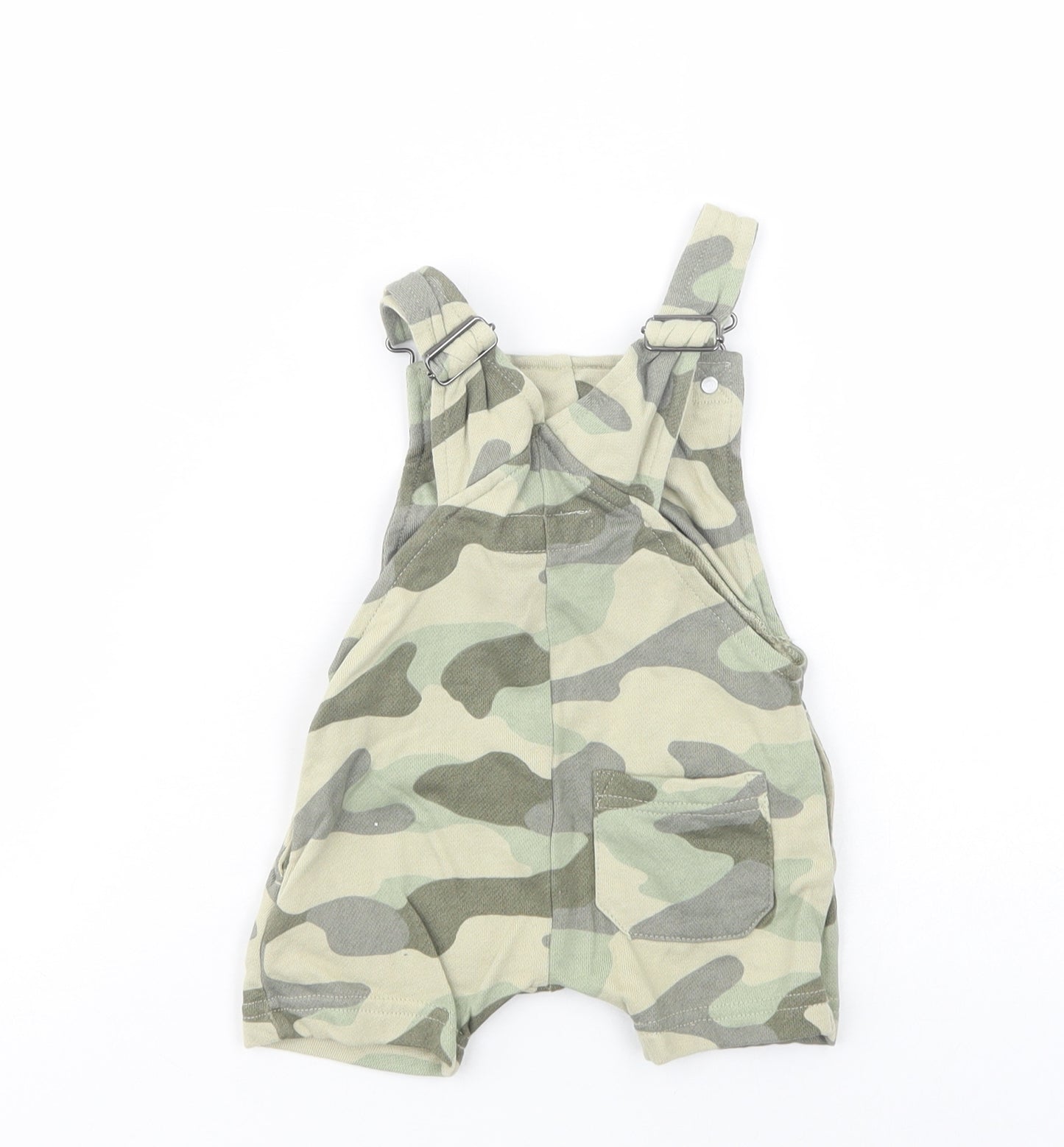 NEXT Baby Green Camouflage Cotton Dungaree Outfit/Set Size 3-6 Months  Button
