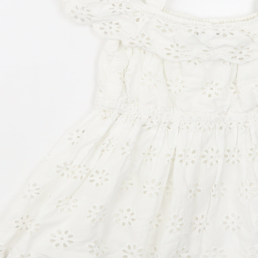 Primark Girls White  Cotton Fit & Flare  Size 4-5 Years  Off the Shoulder Pullover