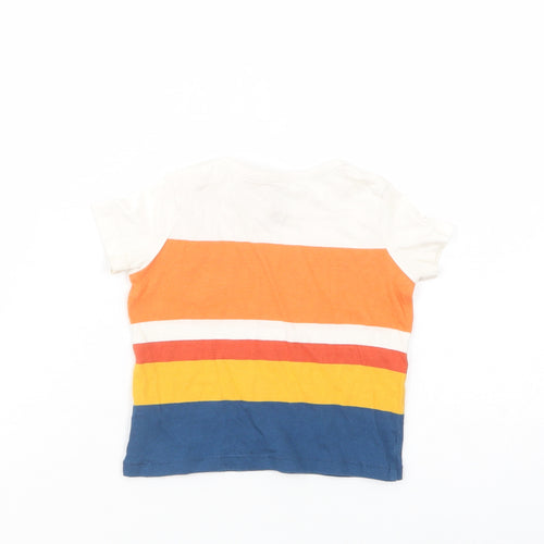 F&F Baby Multicoloured Striped Cotton Basic T-Shirt Size 3-6 Months Crew Neck Snap