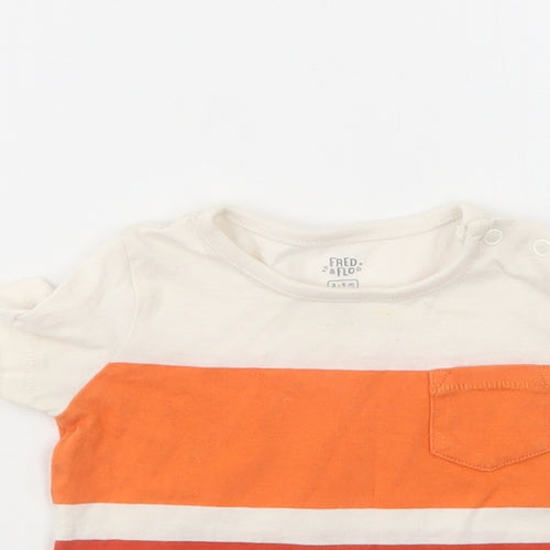 F&F Baby Multicoloured Striped Cotton Basic T-Shirt Size 3-6 Months Crew Neck Snap