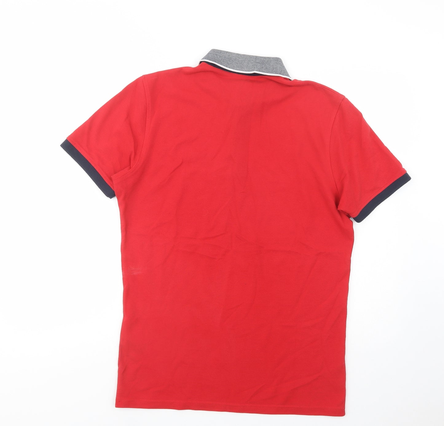 JACK & JONES Mens Red  Cotton  Polo Size L Collared Button