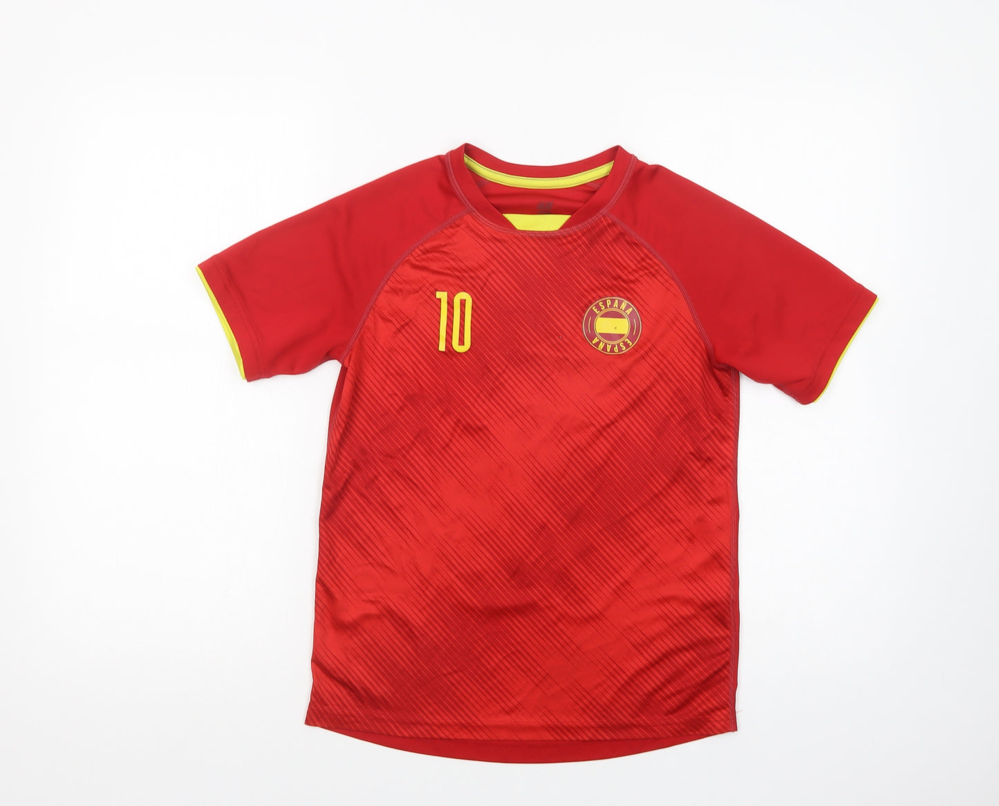 H&M Boys Red Geometric Polyester Jersey T-Shirt Size 10-11 Years Crew Neck Pullover - Spain