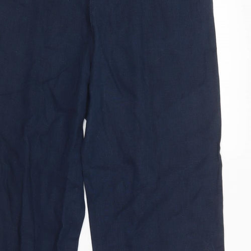 Monsoon Womens Blue  Linen Trousers  Size 14 L31 in Regular Button