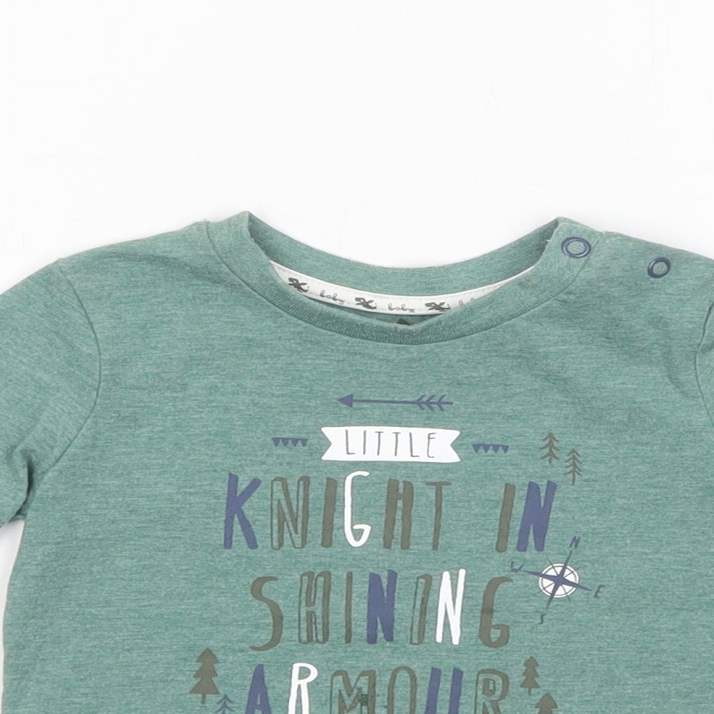 TU Baby Green  Polyester Basic T-Shirt Size 6-9 Months Crew Neck Pullover