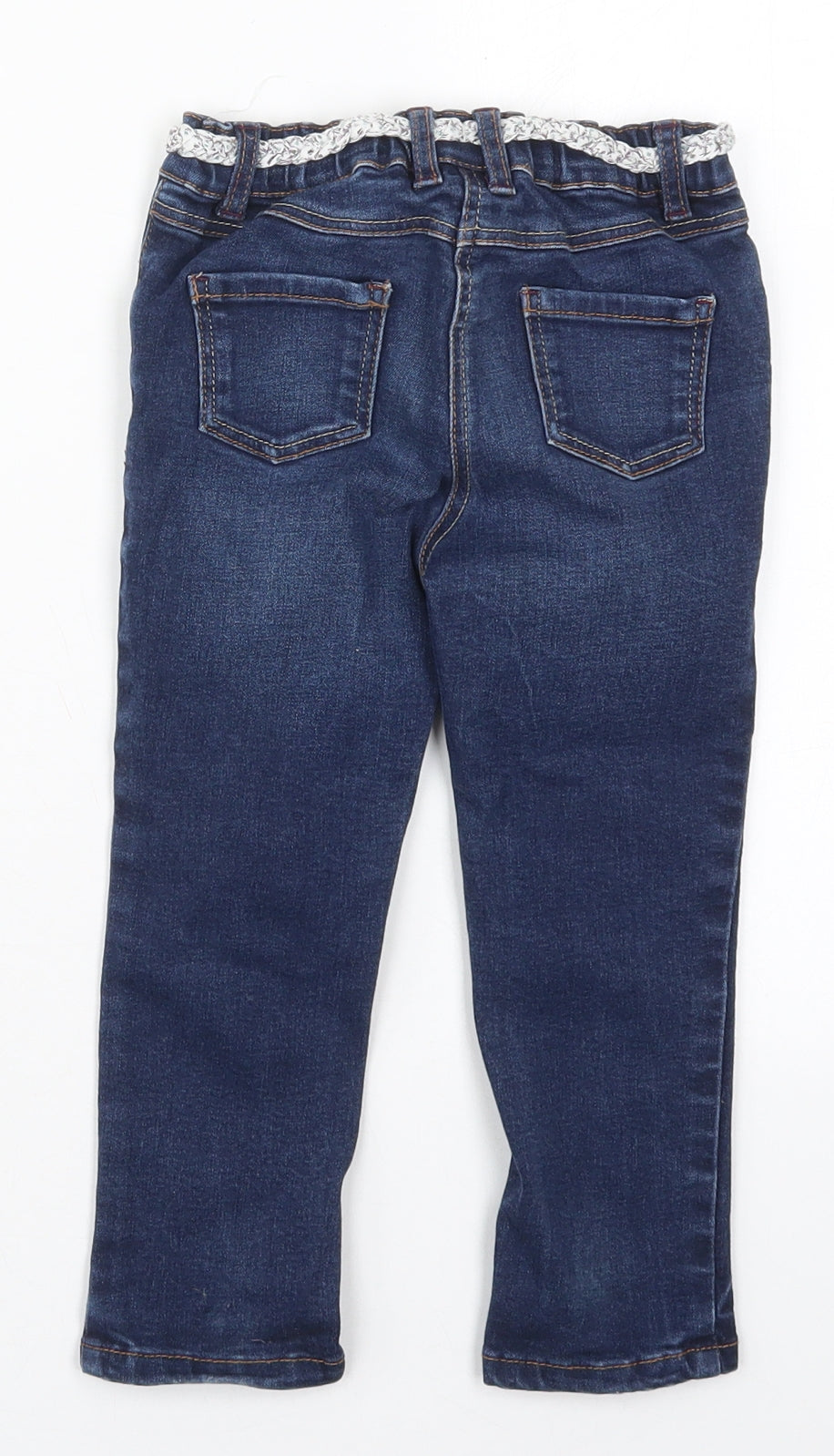 NEXT Girls Blue  Cotton Tapered Jeans Size 2-3 Years  Regular Button