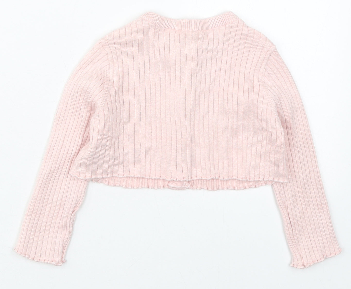 Primark Girls Pink Crew Neck  Polyester Cardigan Jumper Size 2-3 Years  Button