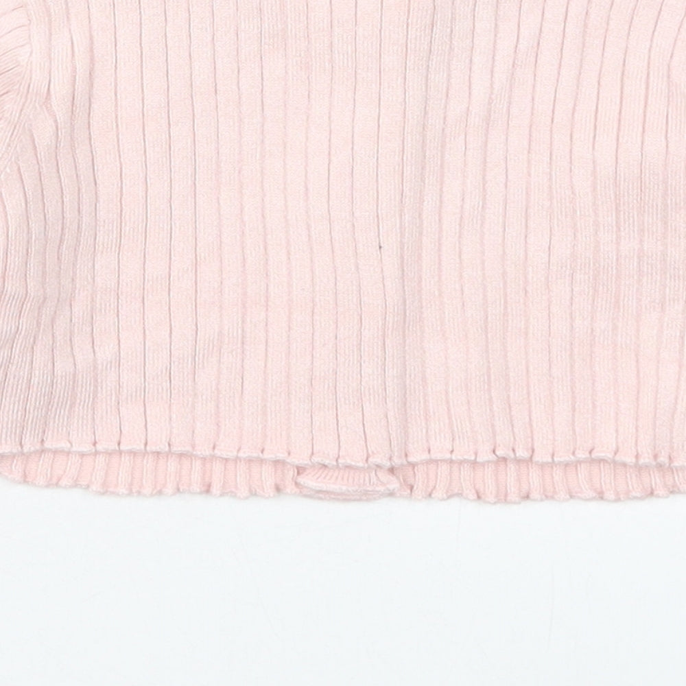 Primark Girls Pink Crew Neck  Polyester Cardigan Jumper Size 2-3 Years  Button