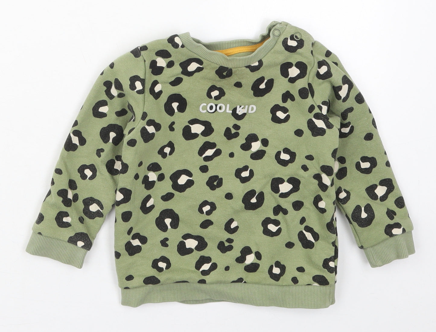 F&F Baby Green Camouflage Cotton Basic T-Shirt Size 12-18 Months Crew Neck Pullover - Cool Kid
