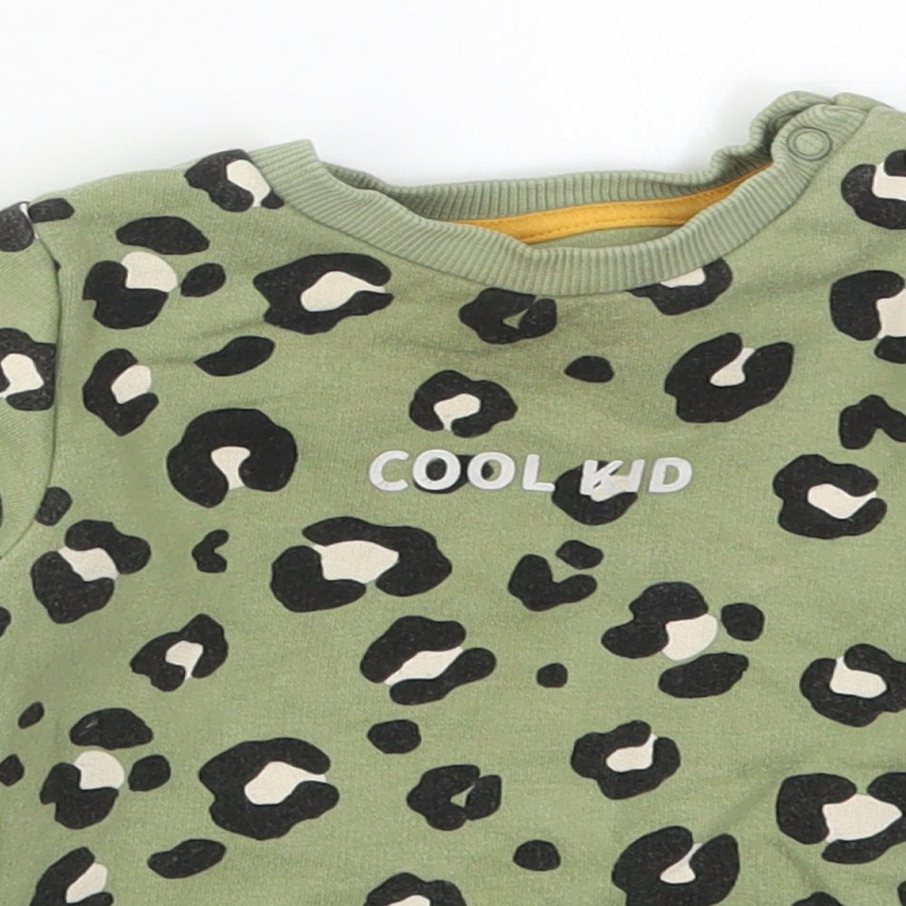 F&F Baby Green Camouflage Cotton Basic T-Shirt Size 12-18 Months Crew Neck Pullover - Cool Kid