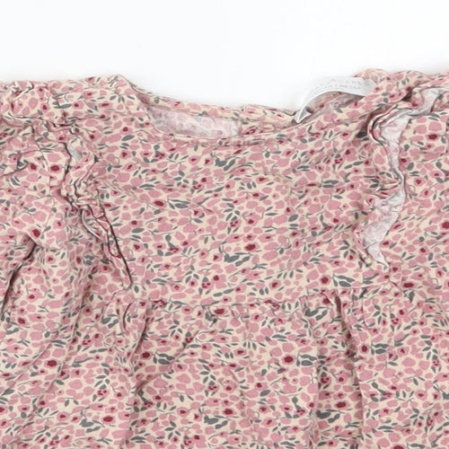 Primark Girls Pink Floral Viscose Basic Blouse Size 2-3 Years Round Neck Button