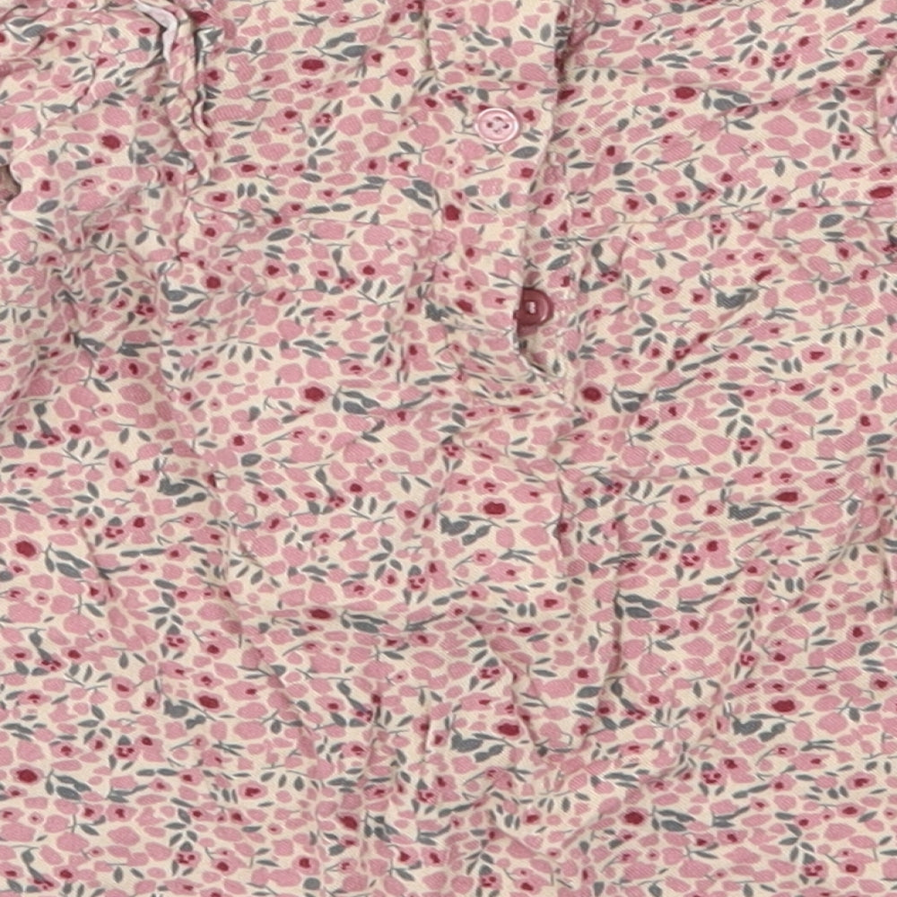 Primark Girls Pink Floral Viscose Basic Blouse Size 2-3 Years Round Neck Button