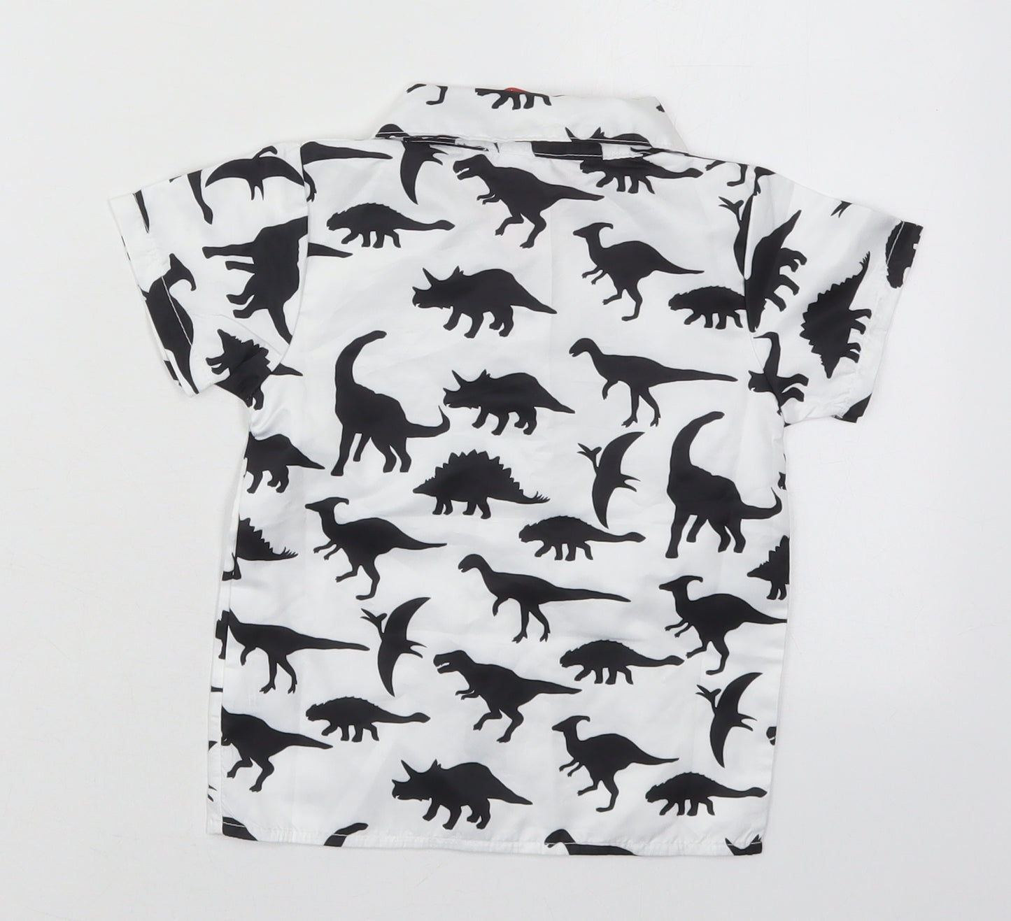 Pat Pat Boys White  Cotton Basic Button-Up Size 18-24 Months Collared Button - Dinosaurs