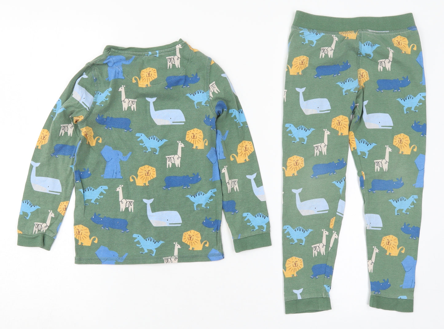 Marks and Spencer Boys Green Solid Cotton  Pyjama Set Size 4-5 Years  Pullover - Animals