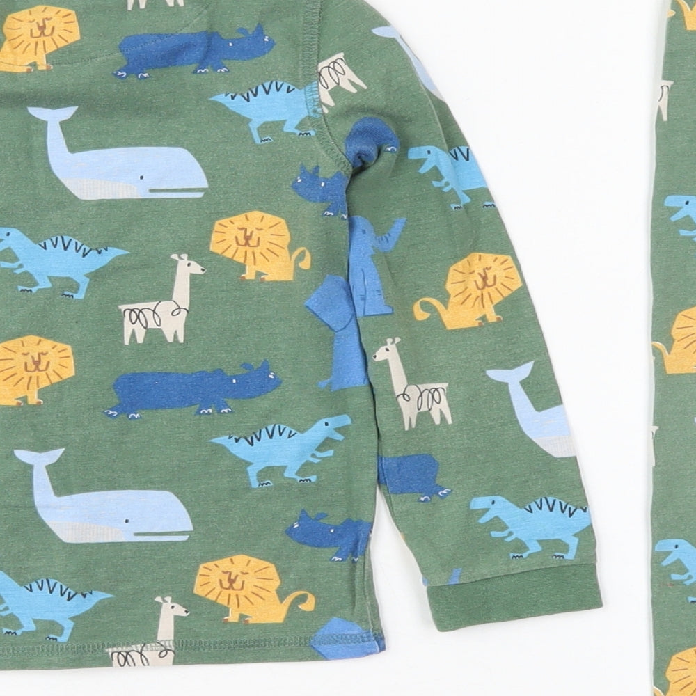 Marks and Spencer Boys Green Solid Cotton  Pyjama Set Size 4-5 Years  Pullover - Animals