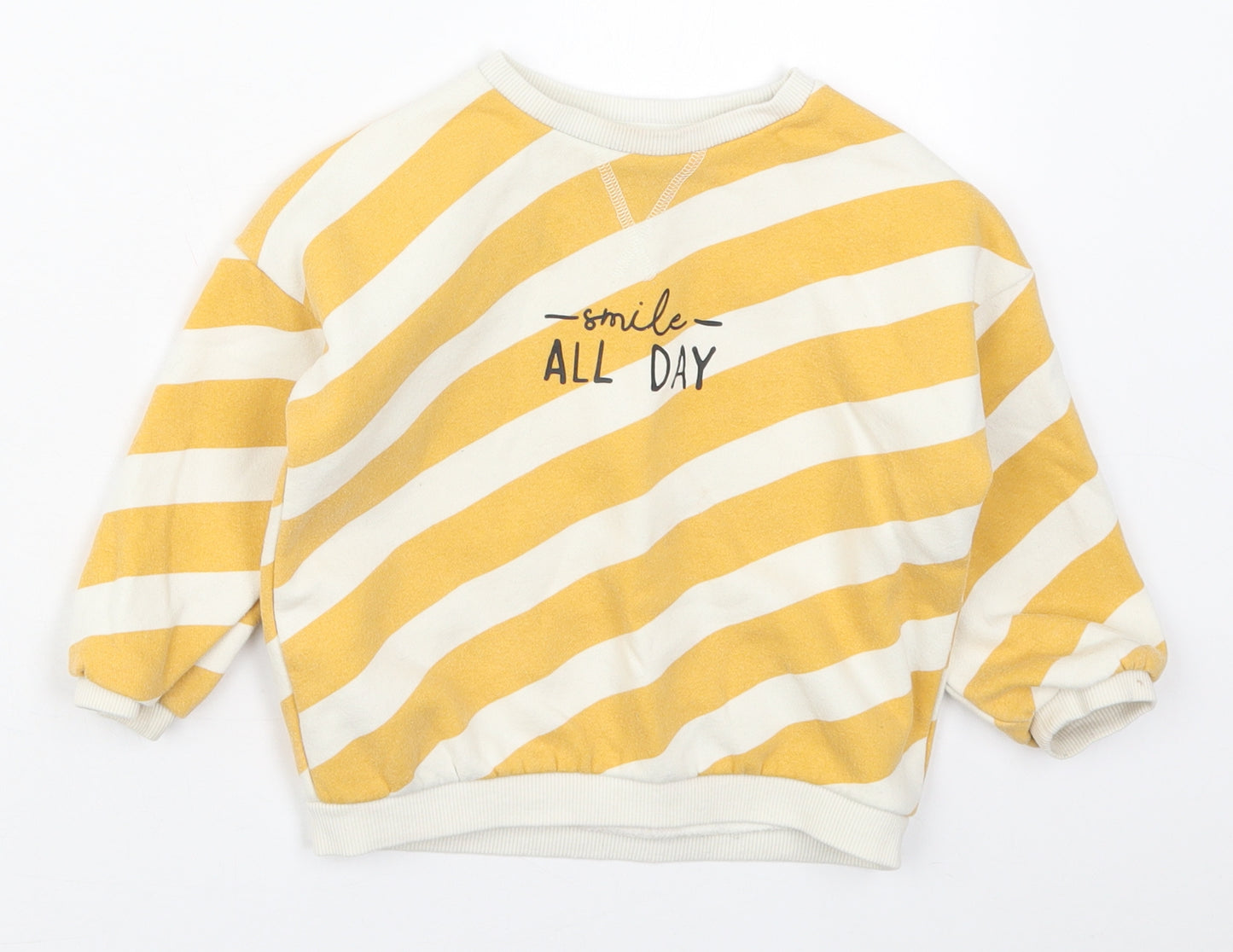 F&F Boys Yellow Striped Cotton Pullover Sweatshirt Size 2-3 Years  Pullover - Smile All Day