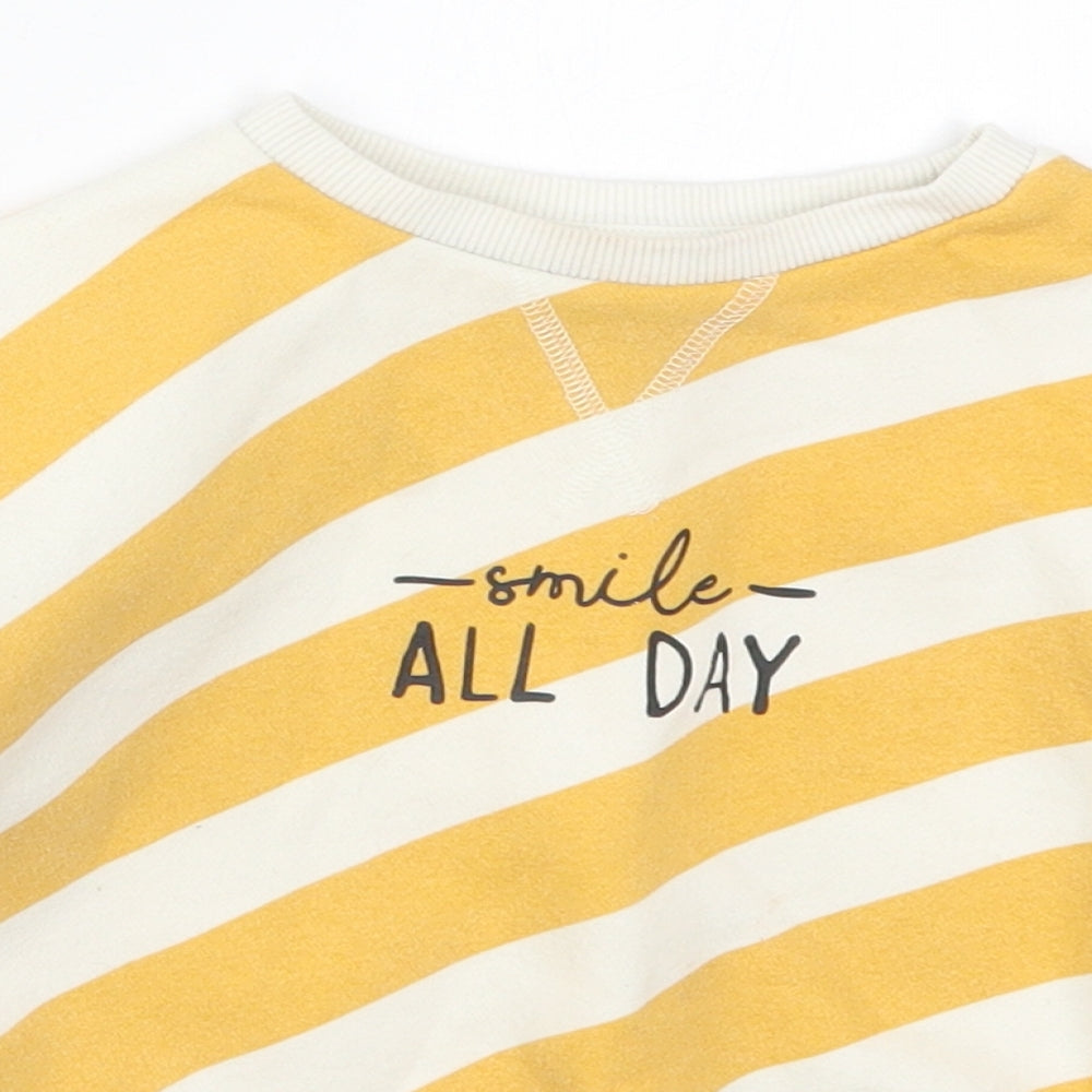 F&F Boys Yellow Striped Cotton Pullover Sweatshirt Size 2-3 Years  Pullover - Smile All Day