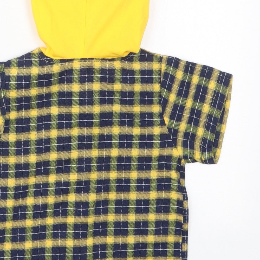 Pat Pat Boys Yellow Check Cotton Basic Button-Up Size 18-24 Months High Neck Button - Star