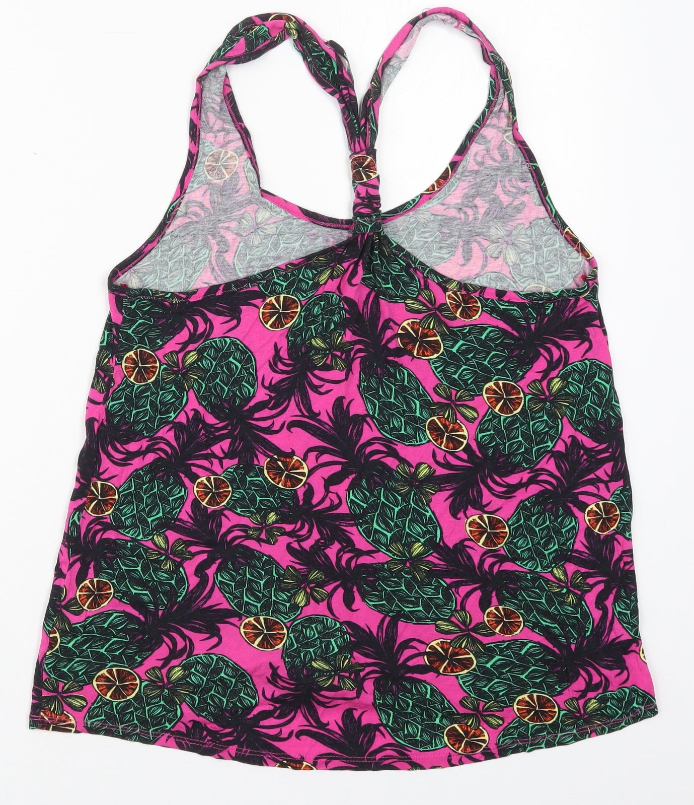 George Womens Pink  Viscose Basic Tank Size 14 Scoop Neck - Fruit Prints