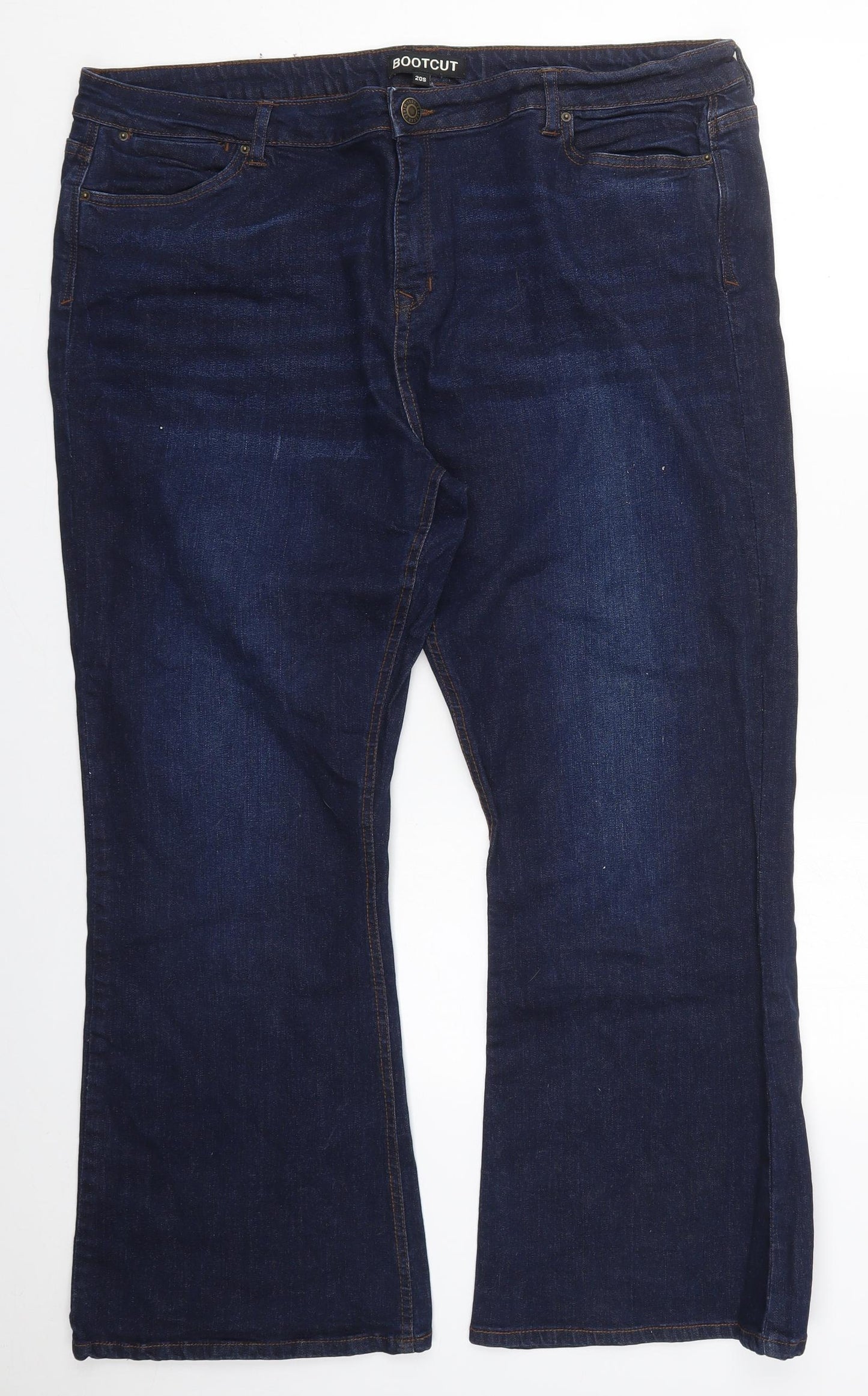 Peacocks Womens Blue  Cotton Bootcut Jeans Size 20 L28 in Regular Button