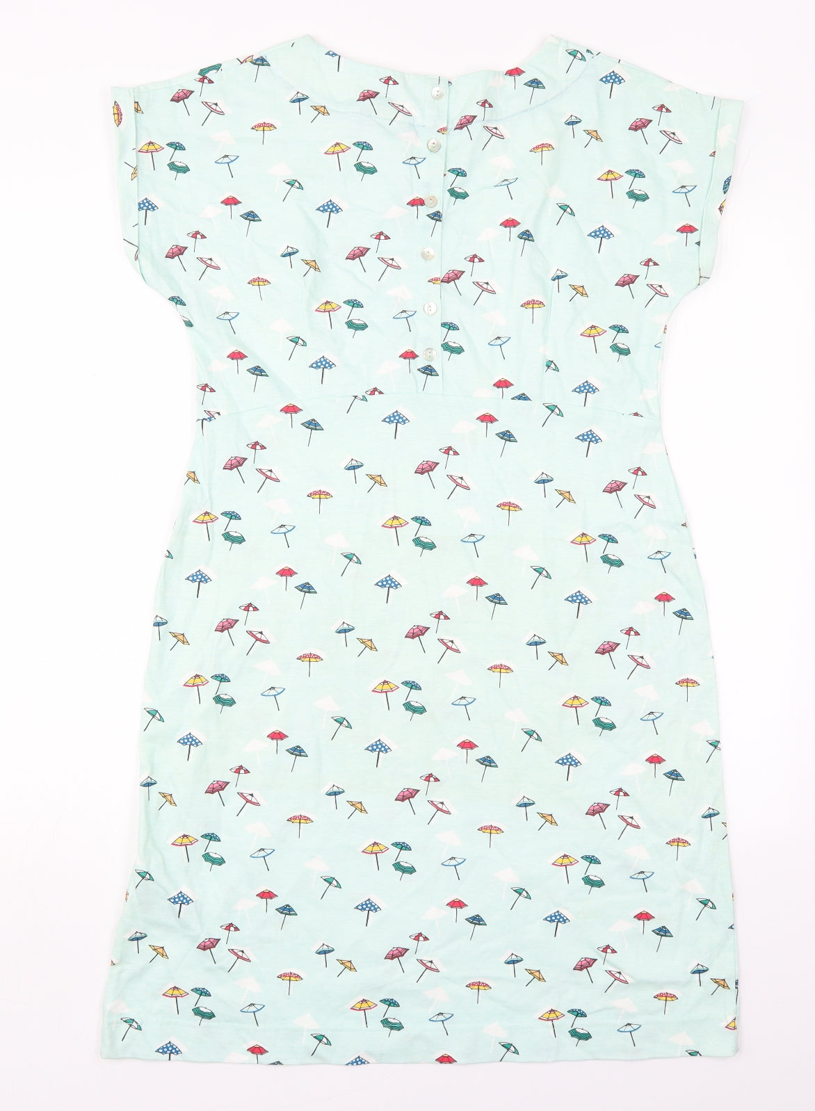 Weird Fish Womens Blue  Cotton T-Shirt Dress  Size 12  Round Neck Pullover - Umberellas