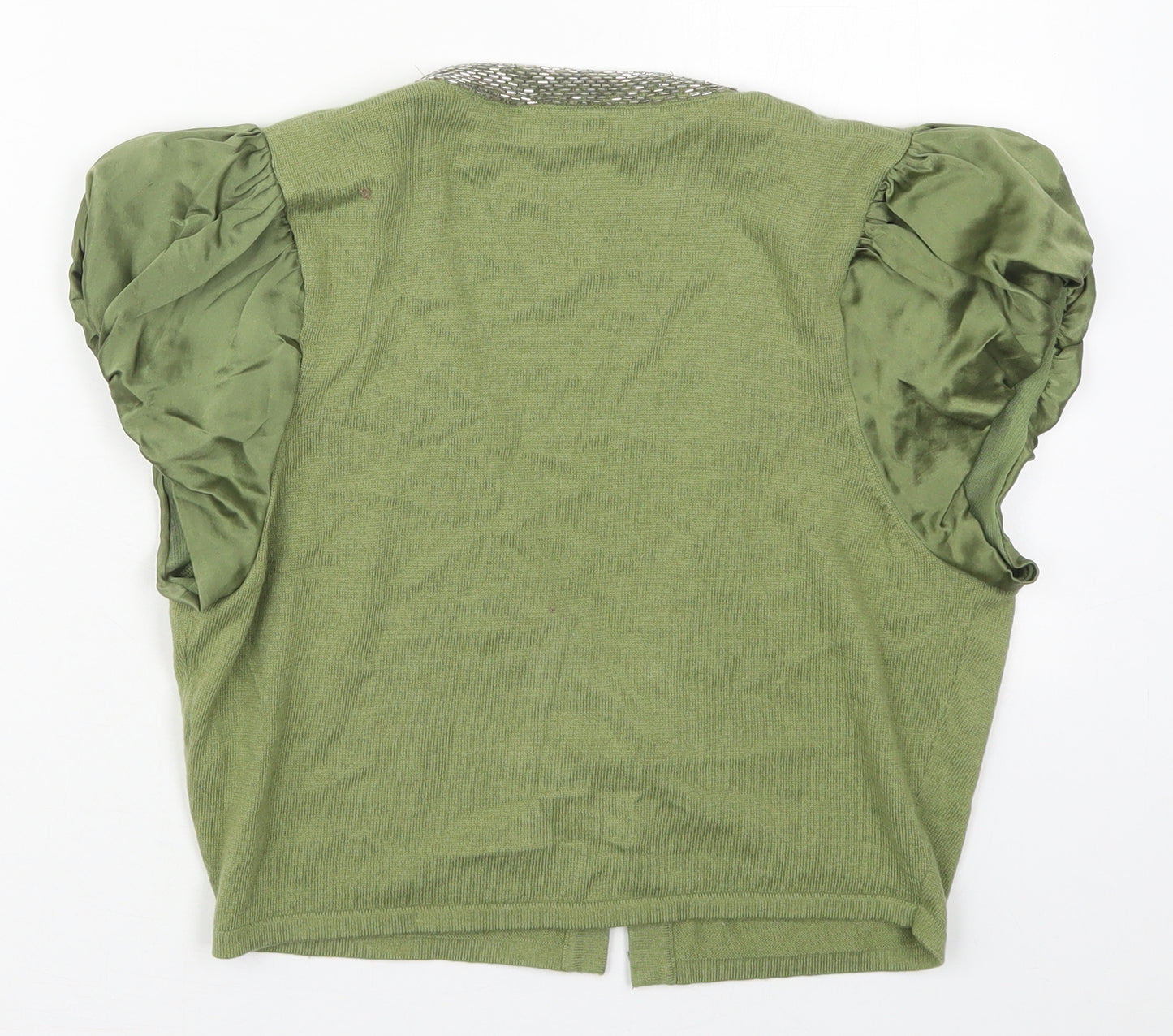 Principles Womens Green V-Neck  Silk Cardigan Jumper Size 14