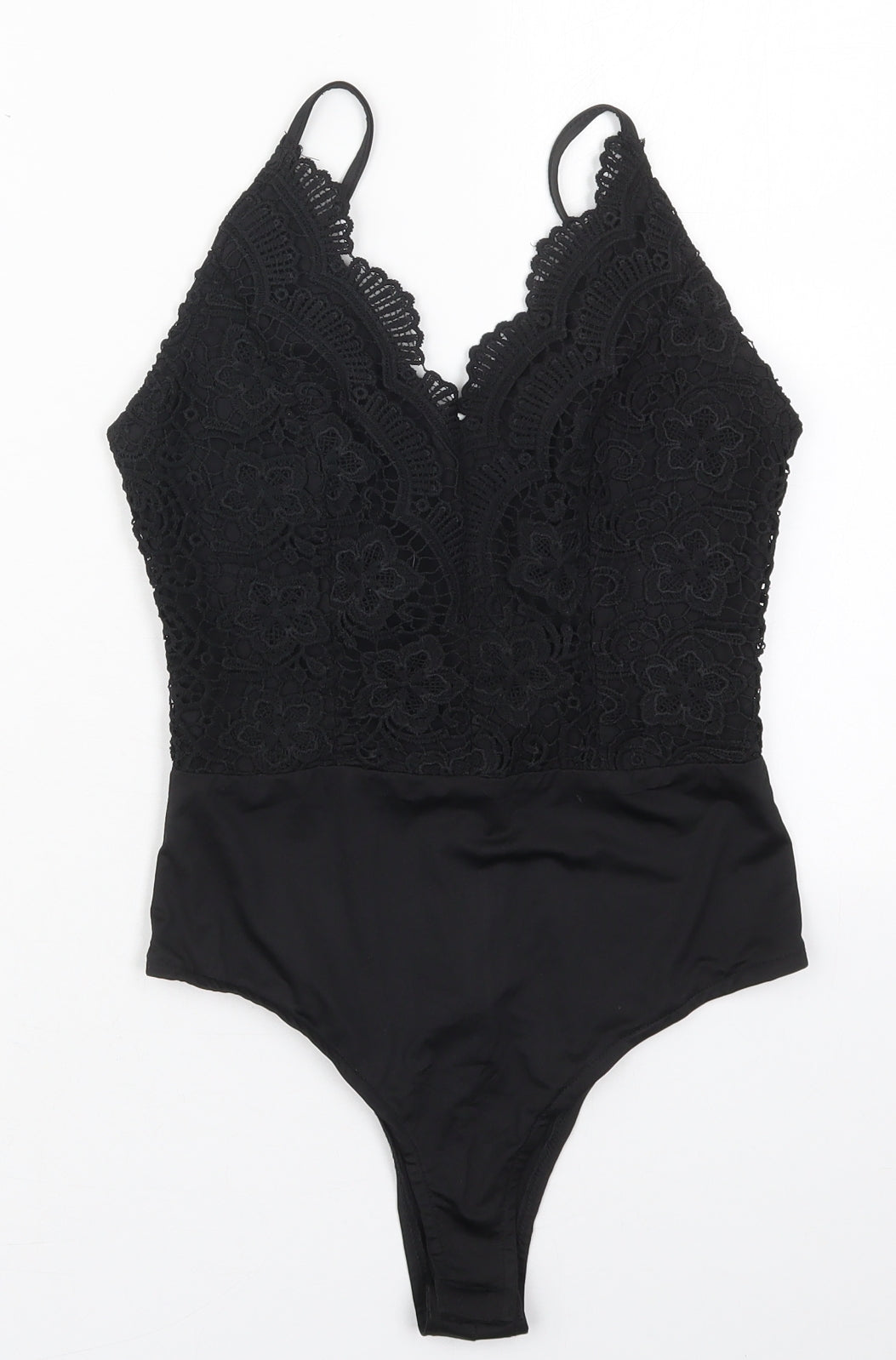 Vera & Lucy Womens Black  Polyester Bodysuit One-Piece Size S  Button