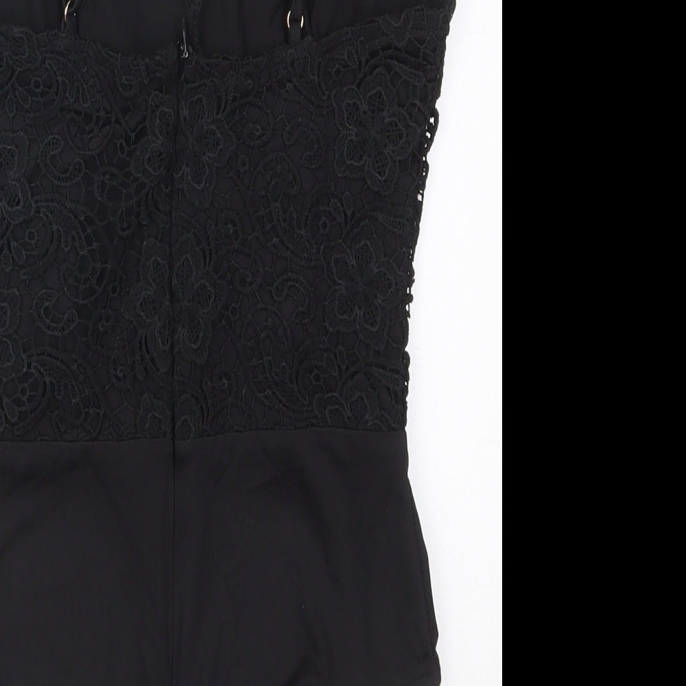 Vera & Lucy Womens Black  Polyester Bodysuit One-Piece Size S  Button