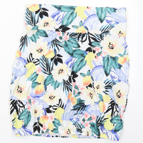 Papaya Womens Blue Floral Viscose Basic Tank Size M Off the Shoulder
