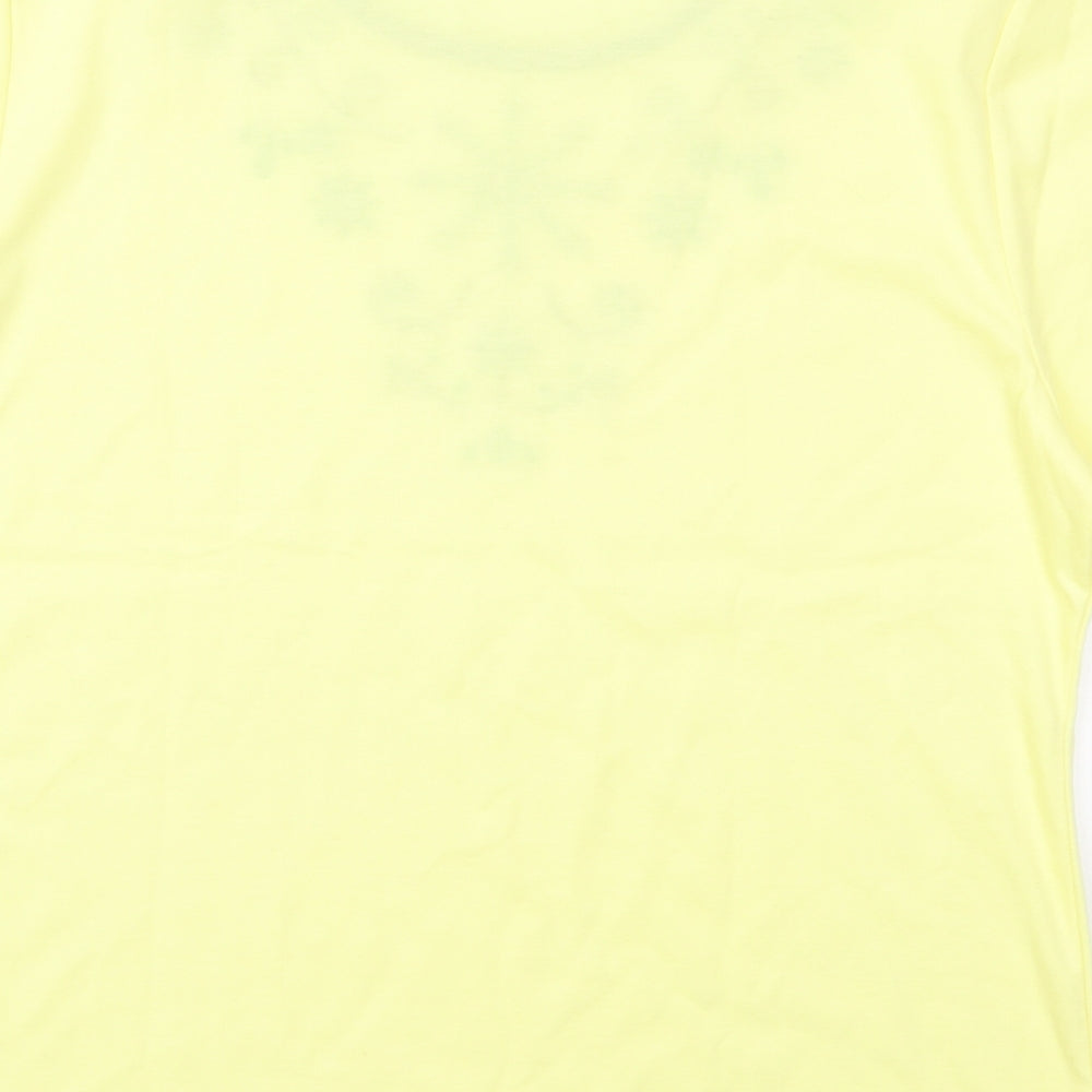 Paramour Womens Yellow  Polyester Basic T-Shirt Size L Crew Neck