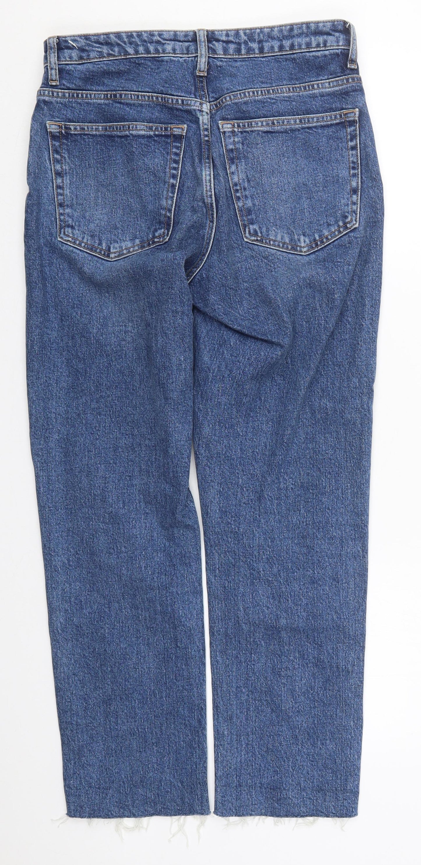 Topshop Womens Blue  Cotton Straight Jeans Size 28 in L26 in Regular Button