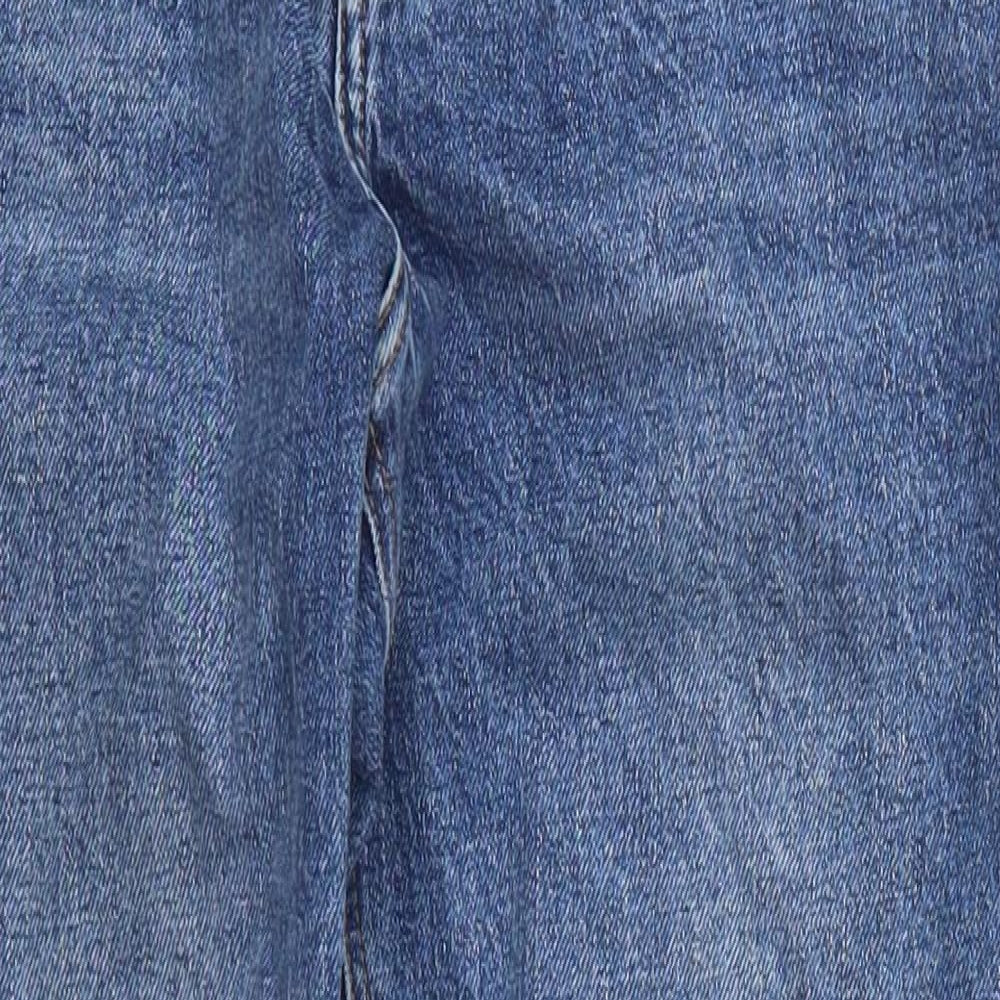 Topshop Womens Blue  Cotton Straight Jeans Size 28 in L26 in Regular Button