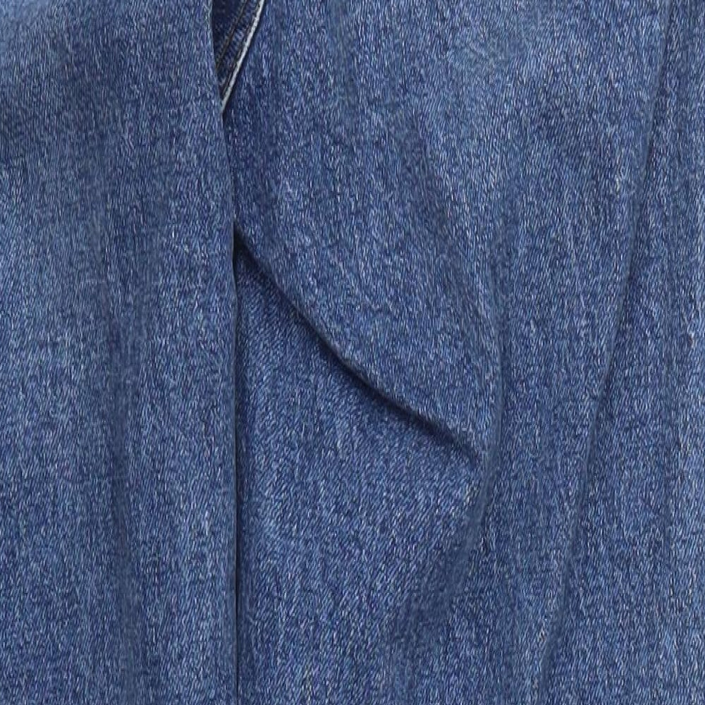 Topshop Womens Blue  Cotton Straight Jeans Size 28 in L26 in Regular Button