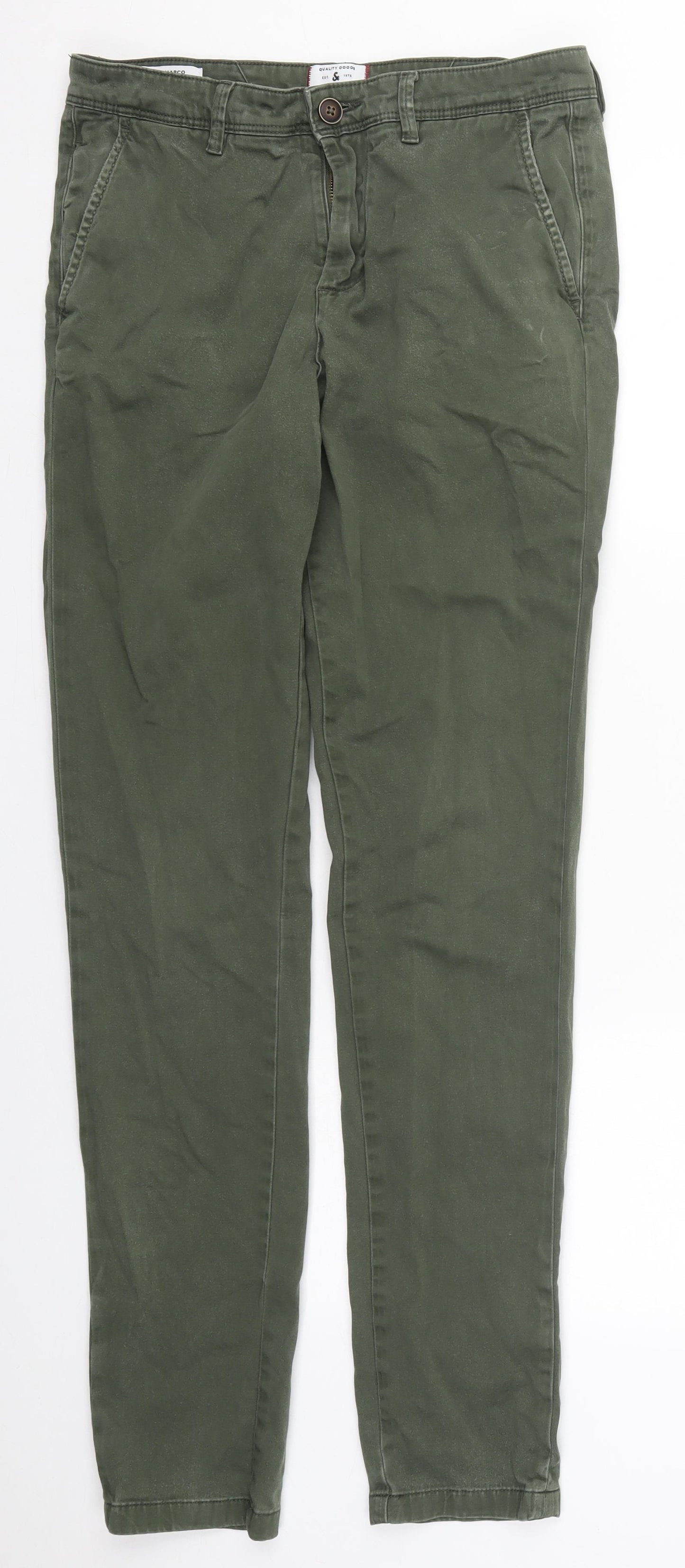 JACK & JONES Mens Green  Cotton Trousers  Size 30 L31 in Slim Button