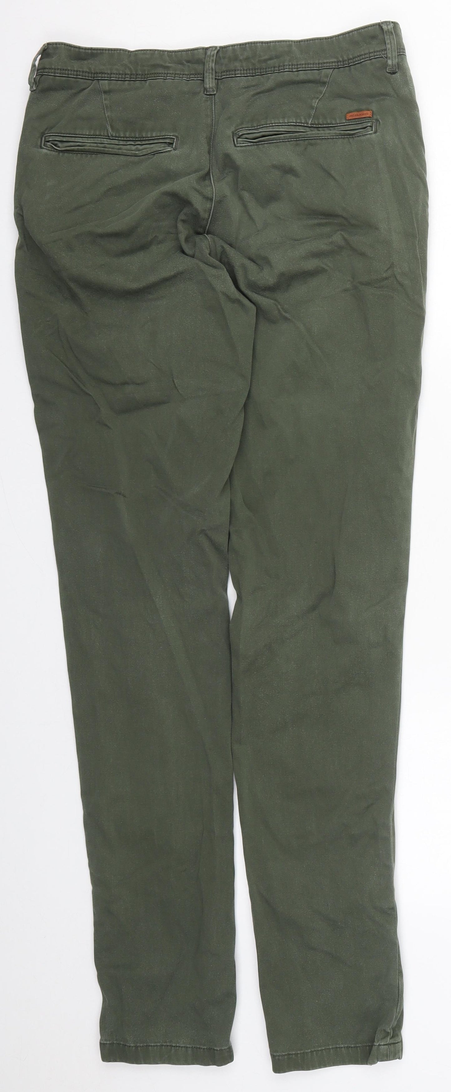 JACK & JONES Mens Green  Cotton Trousers  Size 30 L31 in Slim Button