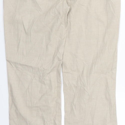 Per Una Womens Beige  Cotton Trousers  Size 10 L29 in Regular Button