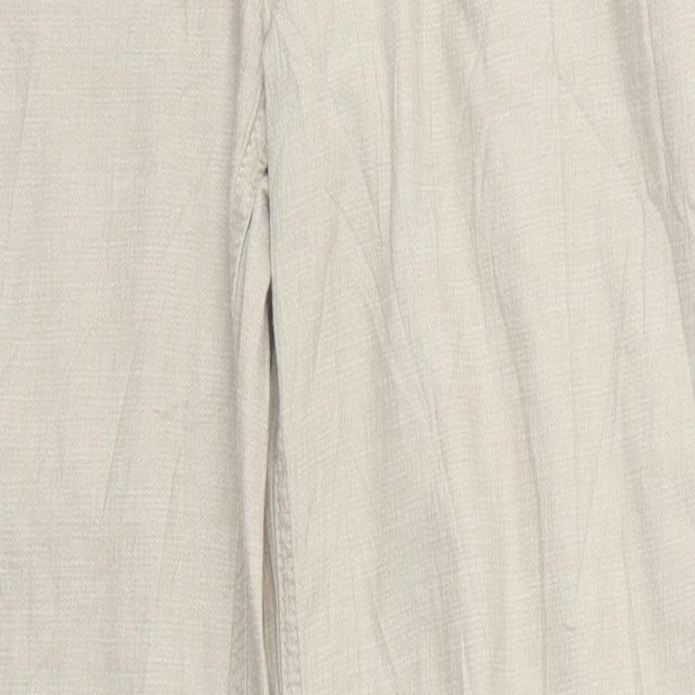 Per Una Womens Beige  Cotton Trousers  Size 10 L29 in Regular Button