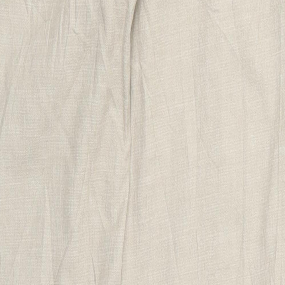 Per Una Womens Beige  Cotton Trousers  Size 10 L29 in Regular Button