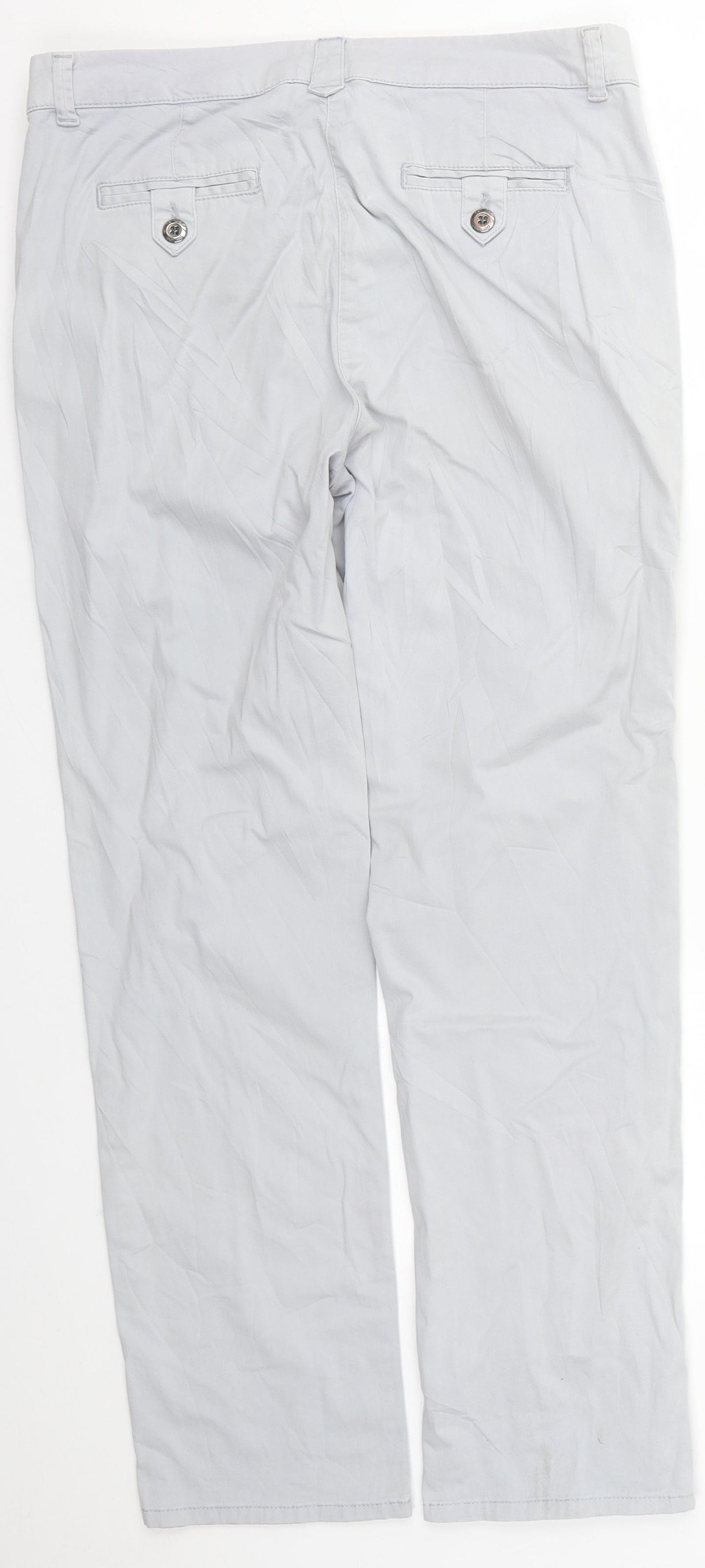 Marks and Spencer Womens Grey  Cotton Trousers  Size 12 L29.5 in Regular Button
