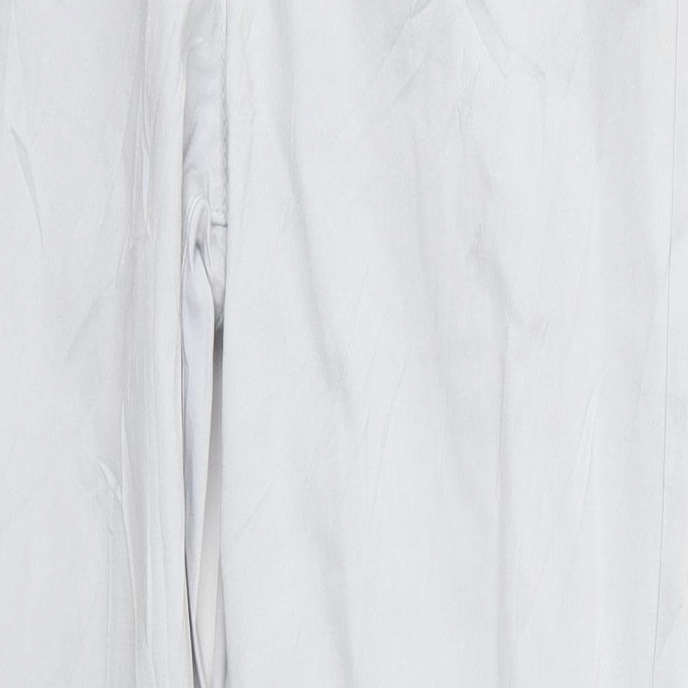 Marks and Spencer Womens Grey  Cotton Trousers  Size 12 L29.5 in Regular Button