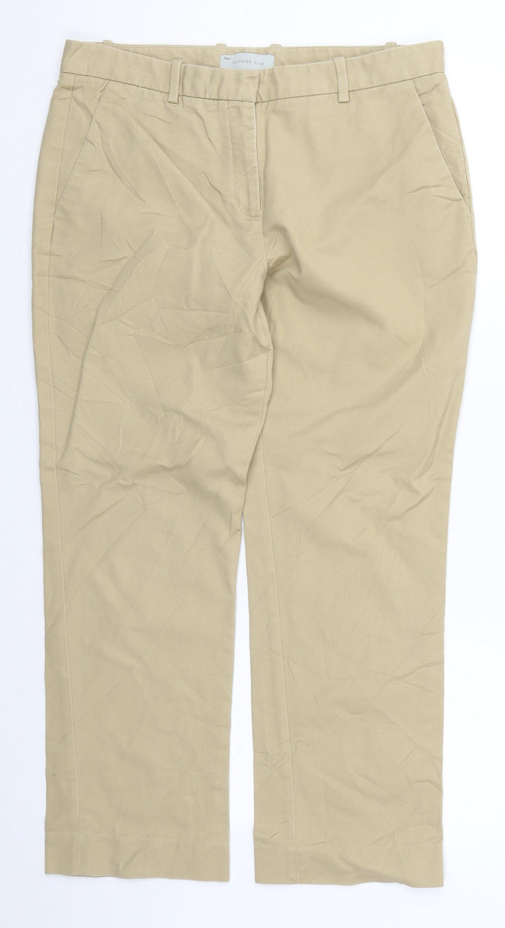 Gap Womens Beige Cotton Trousers Size 8 L25 in Regular Hook & Eye