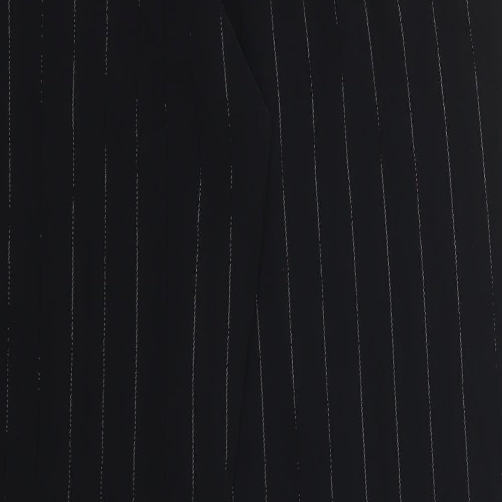 Alexon Womens Black Striped Acetate Trousers  Size 12 L31 in Regular Button
