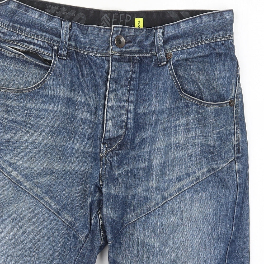 Debenhams Mens Blue  Cotton Bermuda Shorts Size 34 L14 in Regular Button