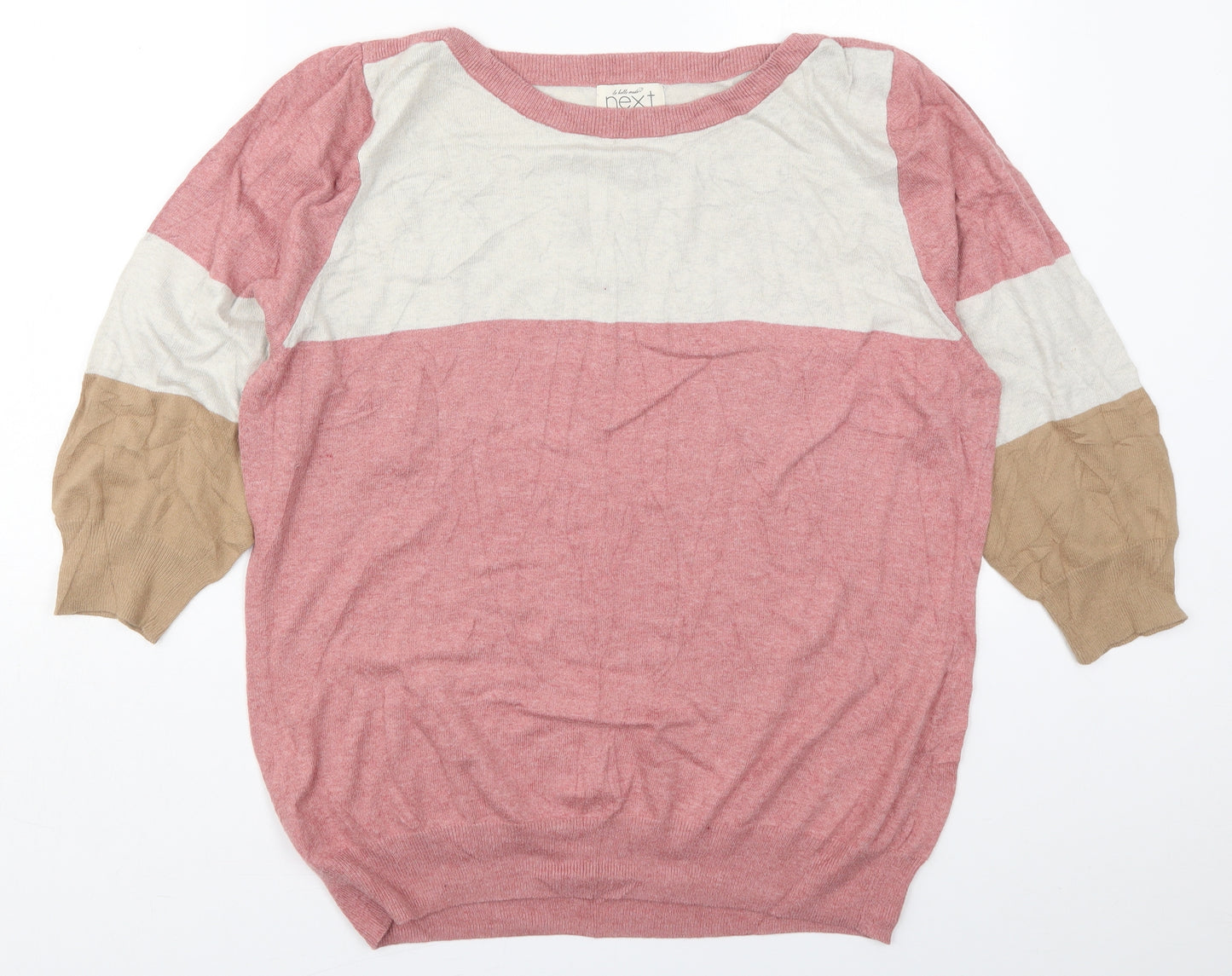 NEXT Womens Pink Boat Neck  Cotton Pullover Jumper Size 20