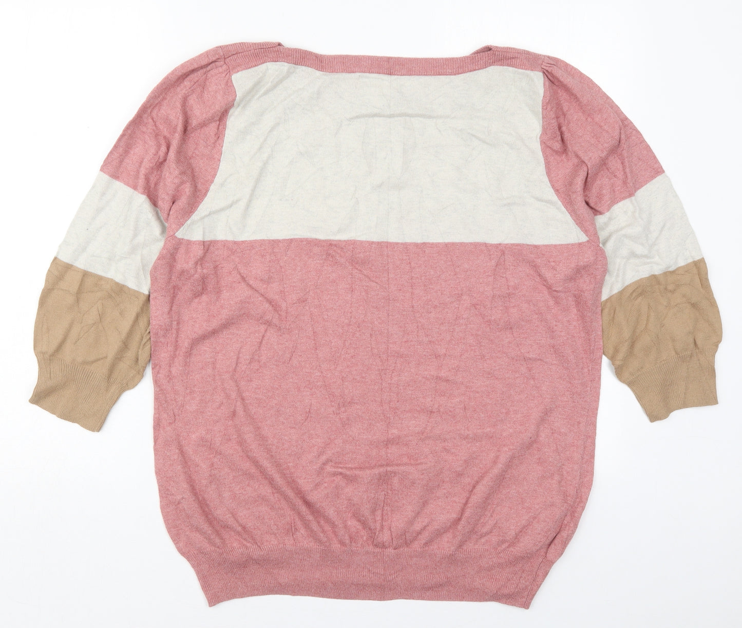NEXT Womens Pink Boat Neck  Cotton Pullover Jumper Size 20