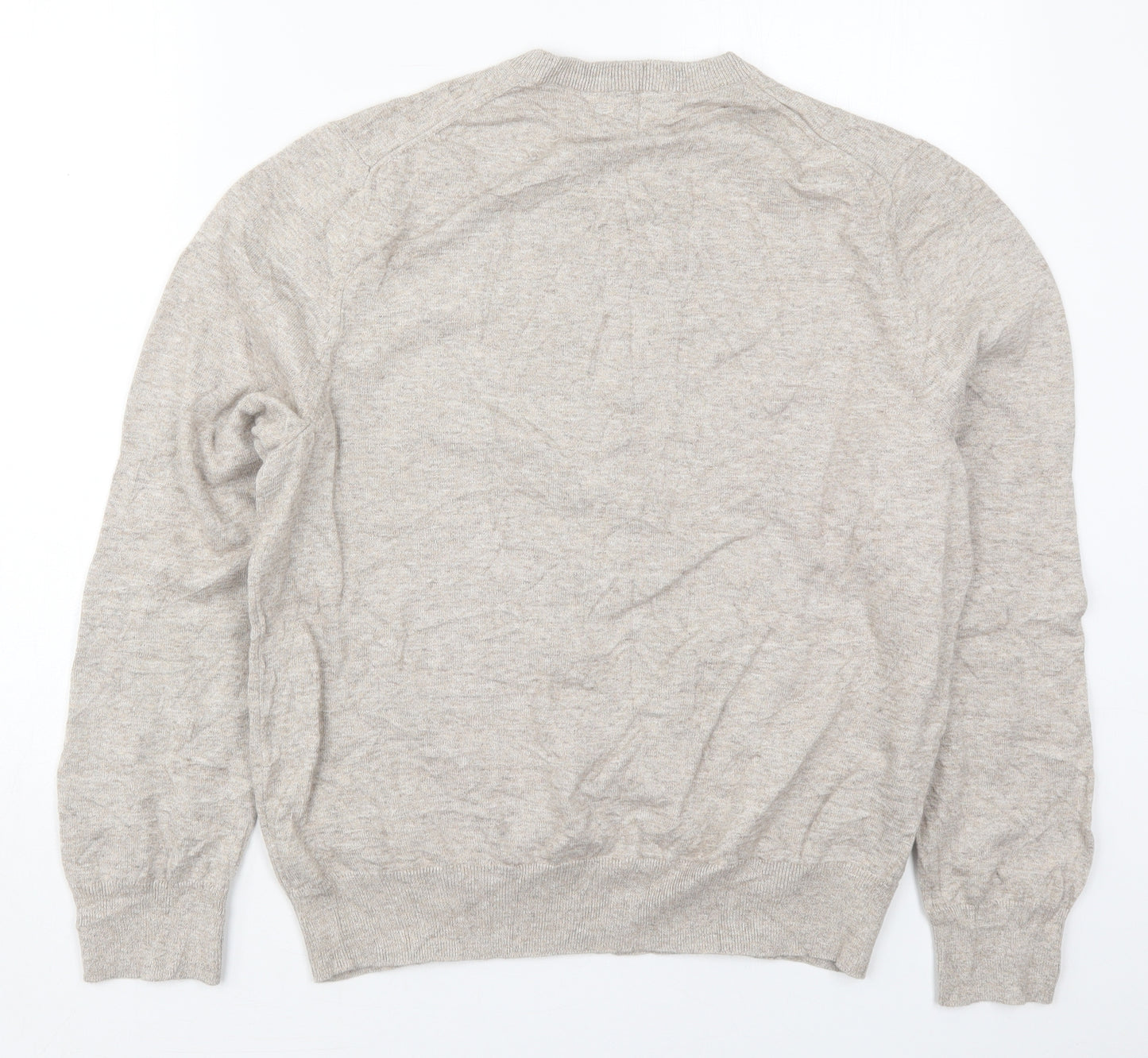 Marks and Spencer Mens Beige Crew Neck  Cotton Pullover Jumper Size L