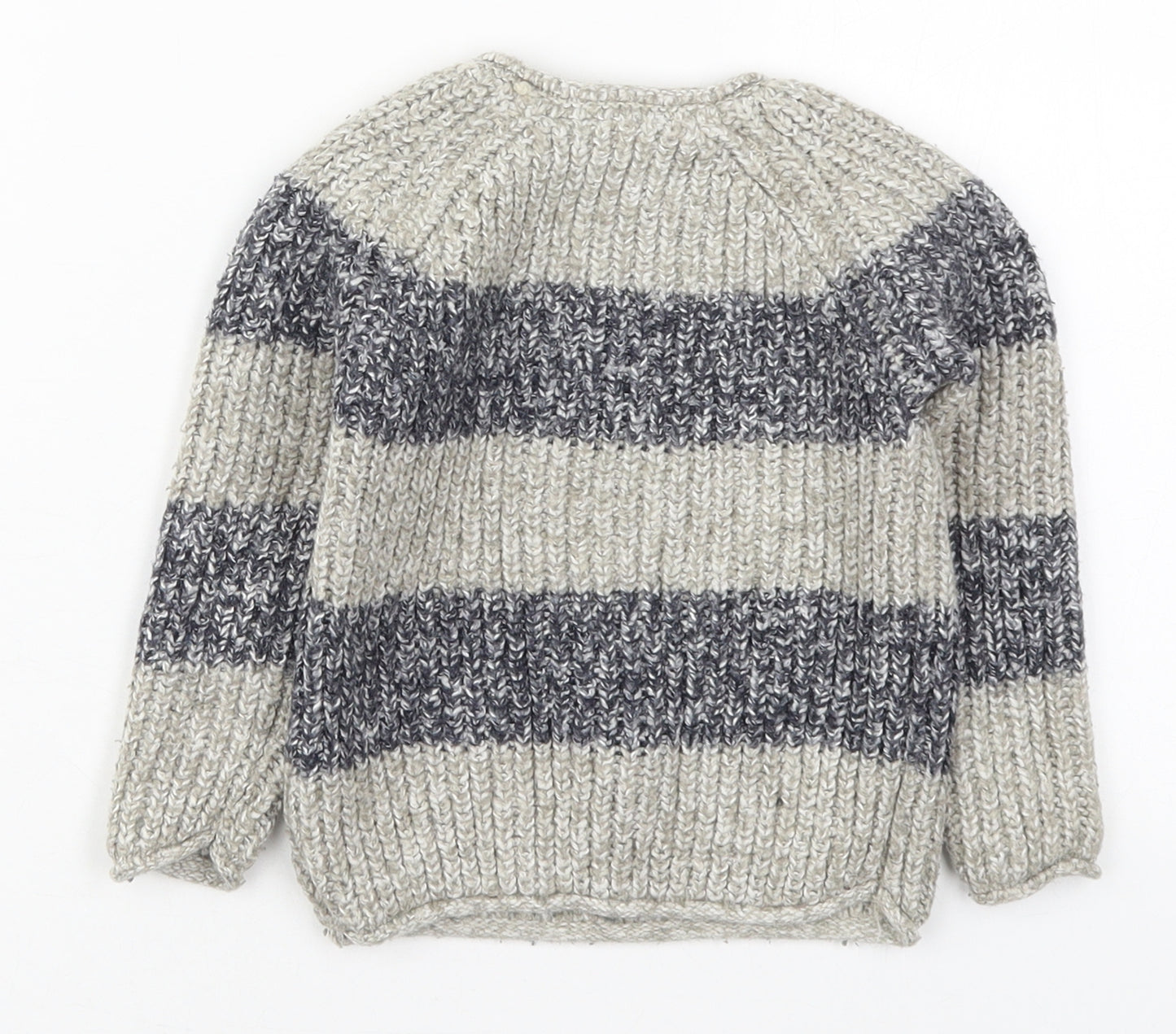 Primark Boys Grey Striped Cotton Pullover Jumper Size 18-24 Months  Pullover